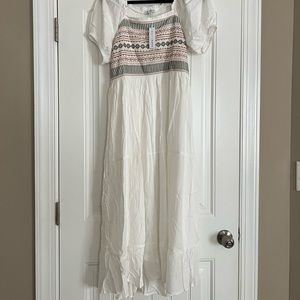 Newcastle Embroidered Midi Dress | White